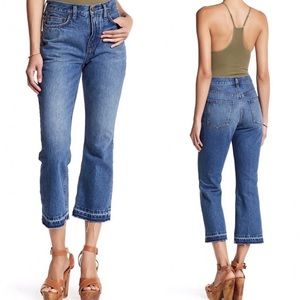 Free People High Rise Released Hem Crop Flare Jeans 25